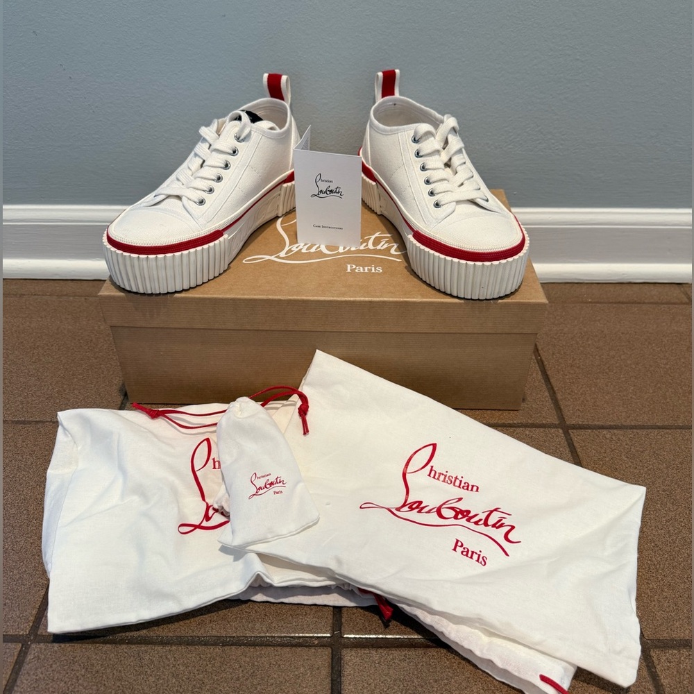 Christian Louboutin super Pedro white sneakers canvas size 36
